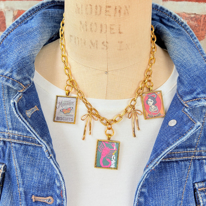 NEW Lenora Dame Monarch Biscuits Retro Advertising Necklace - One-of-a-Kind