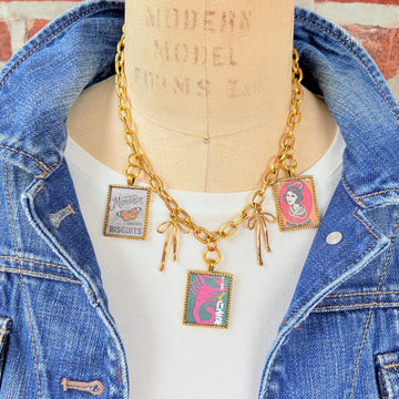 NEW Lenora Dame Monarch Biscuits Retro Advertising Necklace - One-of-a-Kind