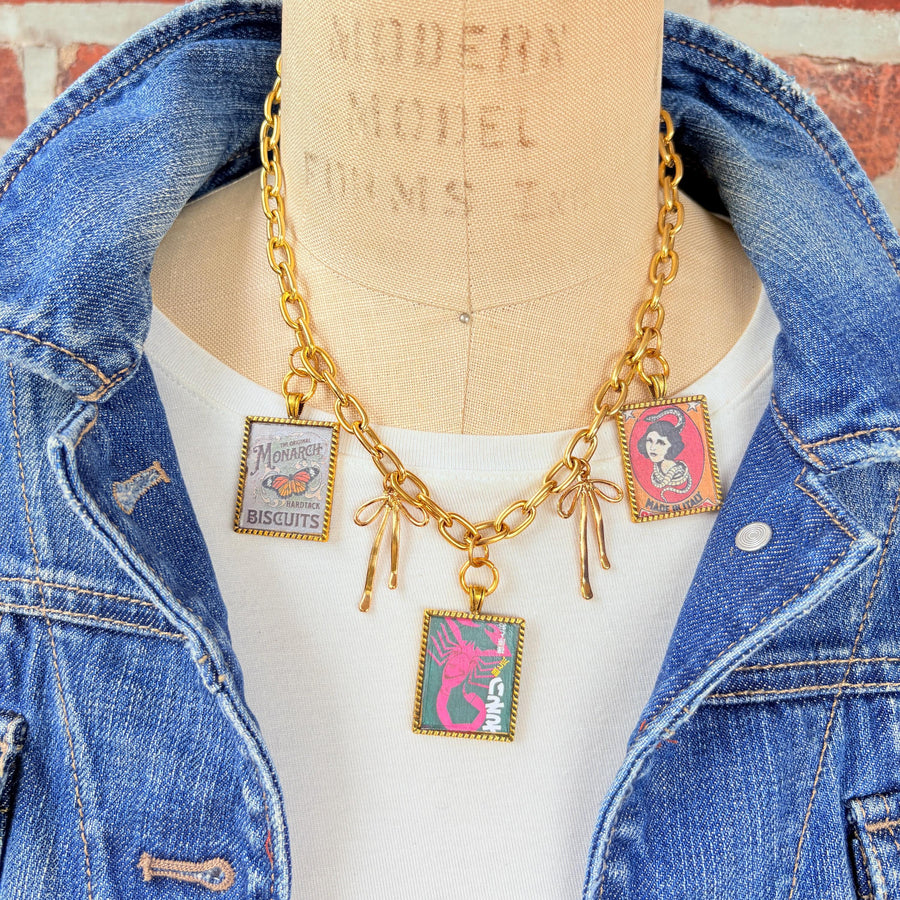 NEW Lenora Dame Monarch Biscuits Retro Advertising Necklace - One-of-a-Kind
