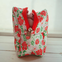 Lenora Dame One-of-a-Kind Floral Print Quilted Cosmetic / Makeup bag