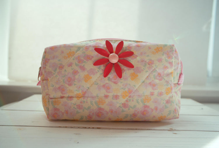 Lenora Dame One-of-a-Kind Daisy Quilted Cosmetic / Makeup bag