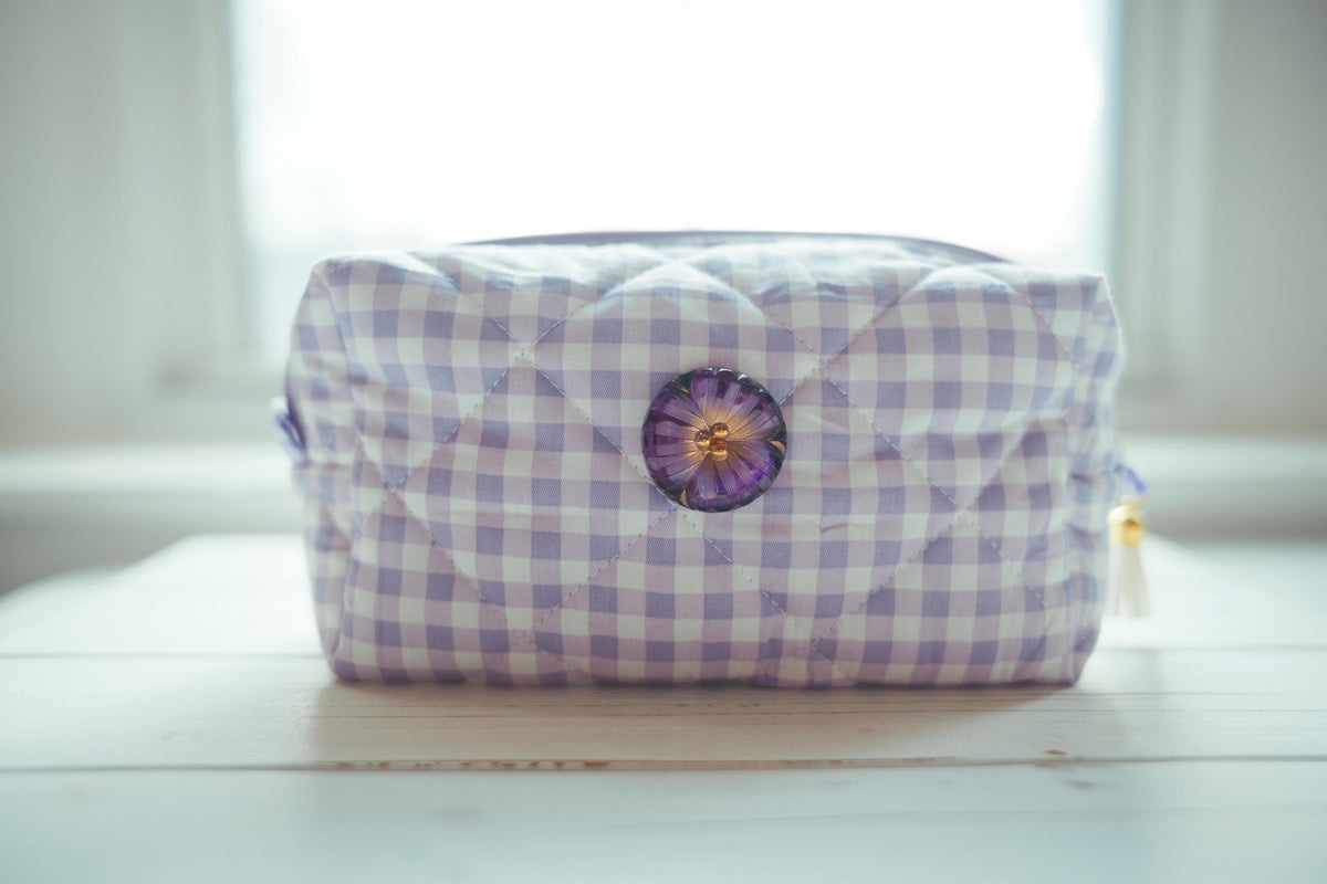 Lenora Dame One-of-a-Kind Quilted Lavender Cosmetic / Makeup bag