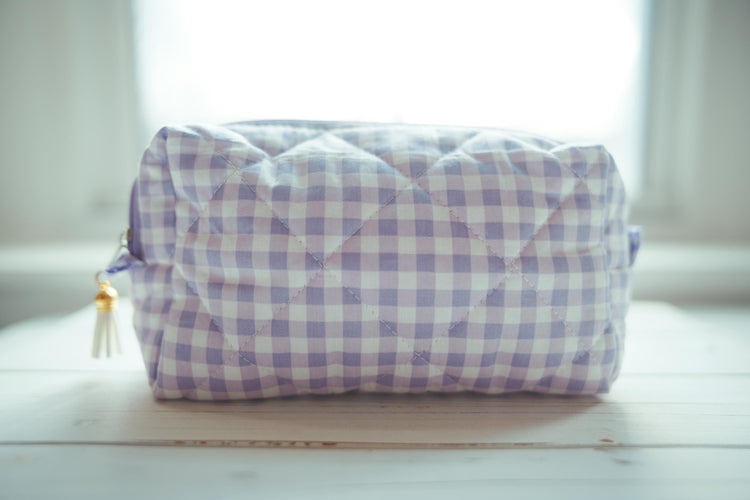 Lenora Dame One-of-a-Kind Quilted Lavender Cosmetic / Makeup bag