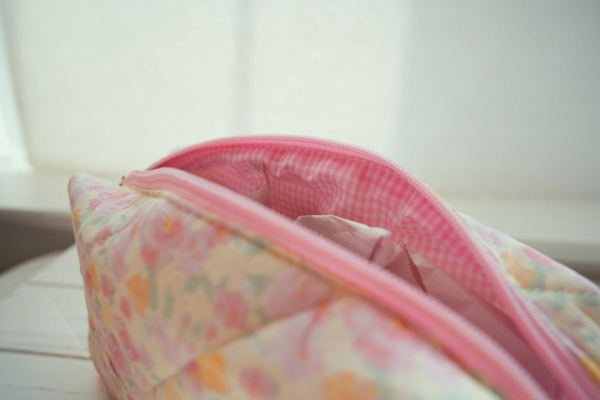 Lenora Dame One-of-a-Kind Daisy Quilted Cosmetic / Makeup bag