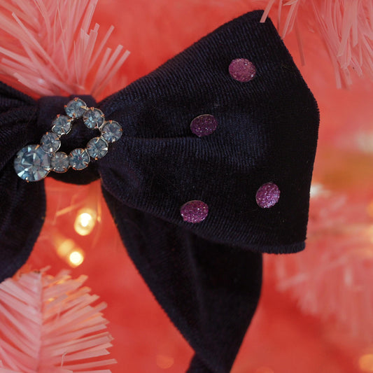 Lenora Dame Christmas Morning Muted Navy Hair Bow
