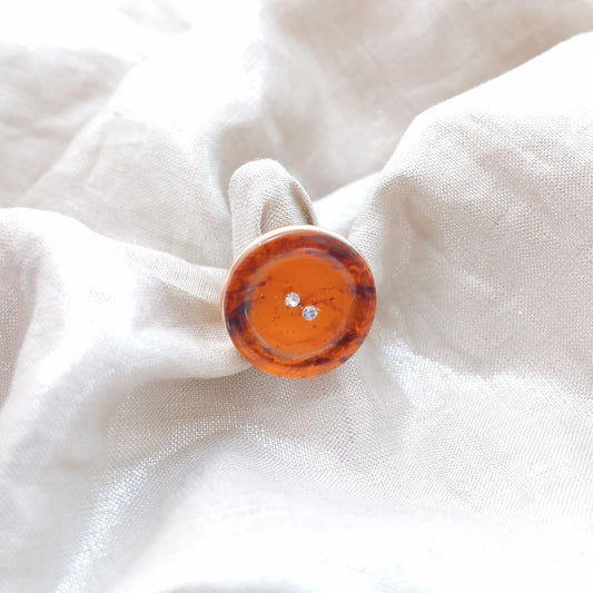 Lenora Dame Vintage Tortoise Shell Button Ring