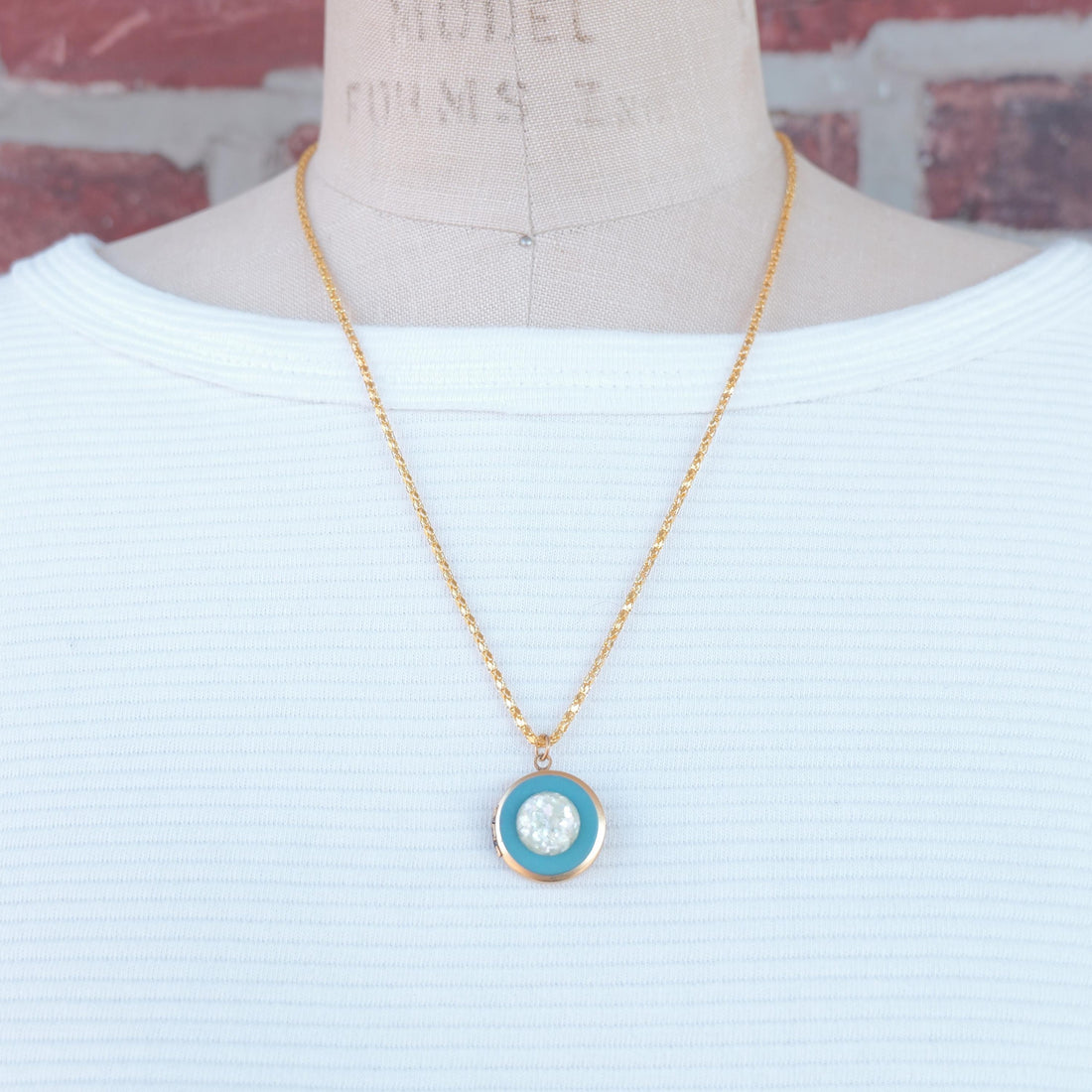 Lenora Dame One-of-a-Kind vintage button Charm locket necklace