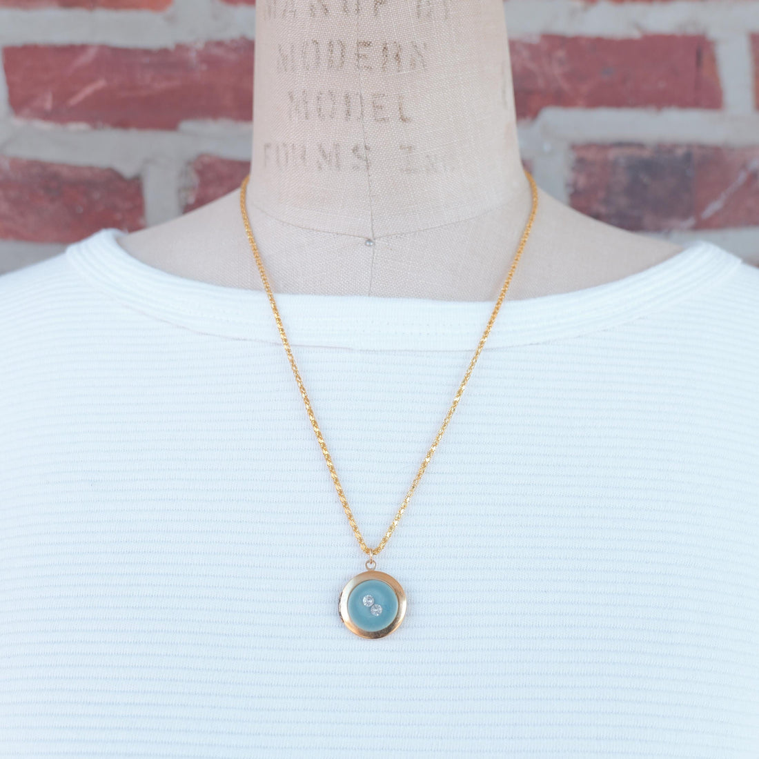 Lenora Dame One-of-a-Kind vintage button Charm locket necklace