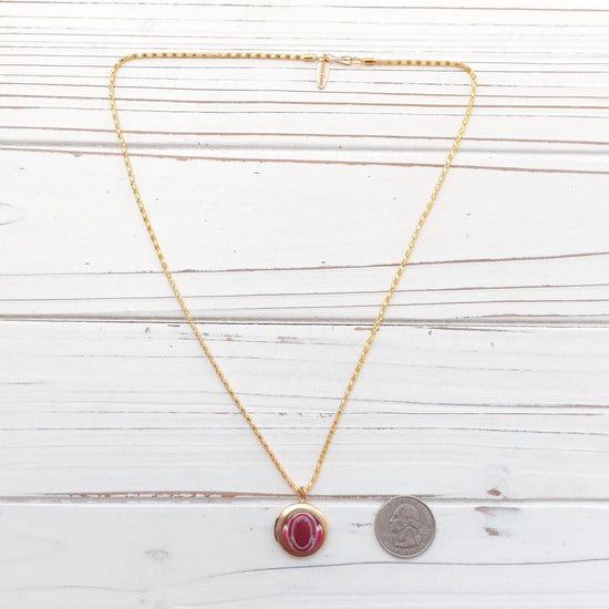 Lenora Dame Peppermint button locket necklace