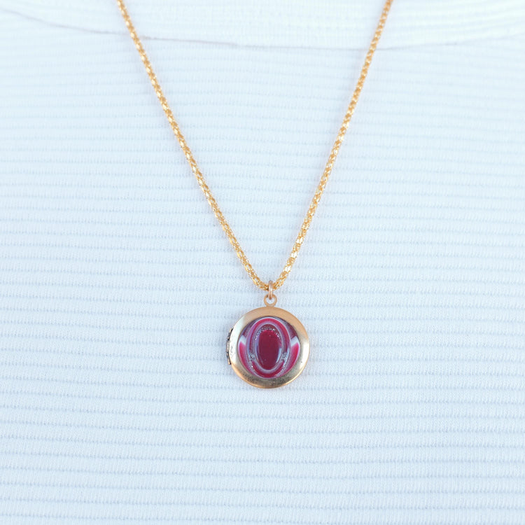Lenora Dame Peppermint button locket necklace