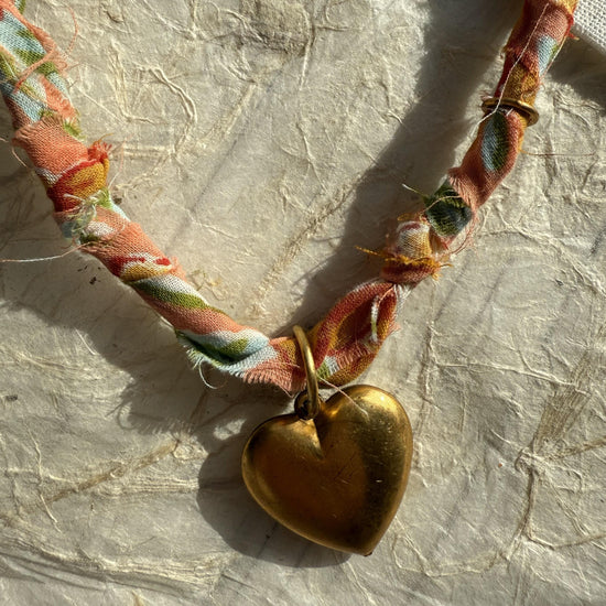 Lenora Dame Fabric Wrapped Heart Necklace