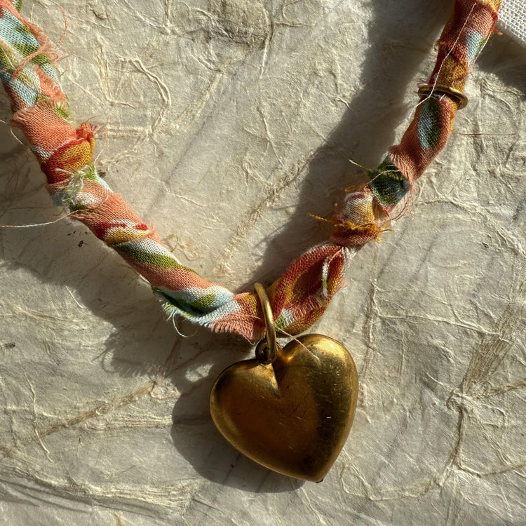 Lenora Dame Fabric Wrapped Heart Necklace