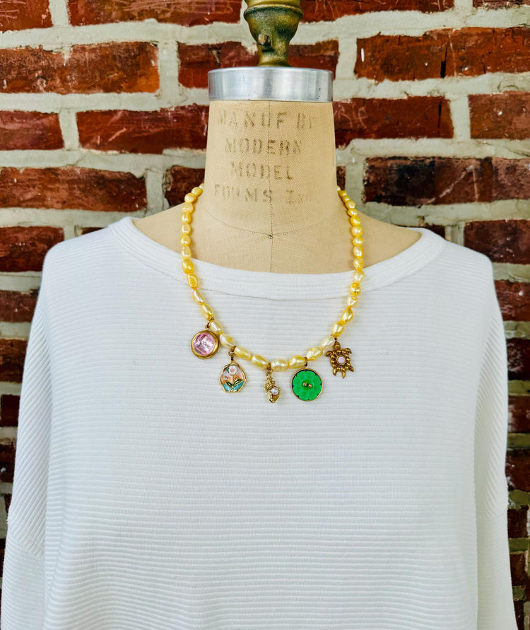 Lenora Dame Freshwater Pearl Charm Necklace