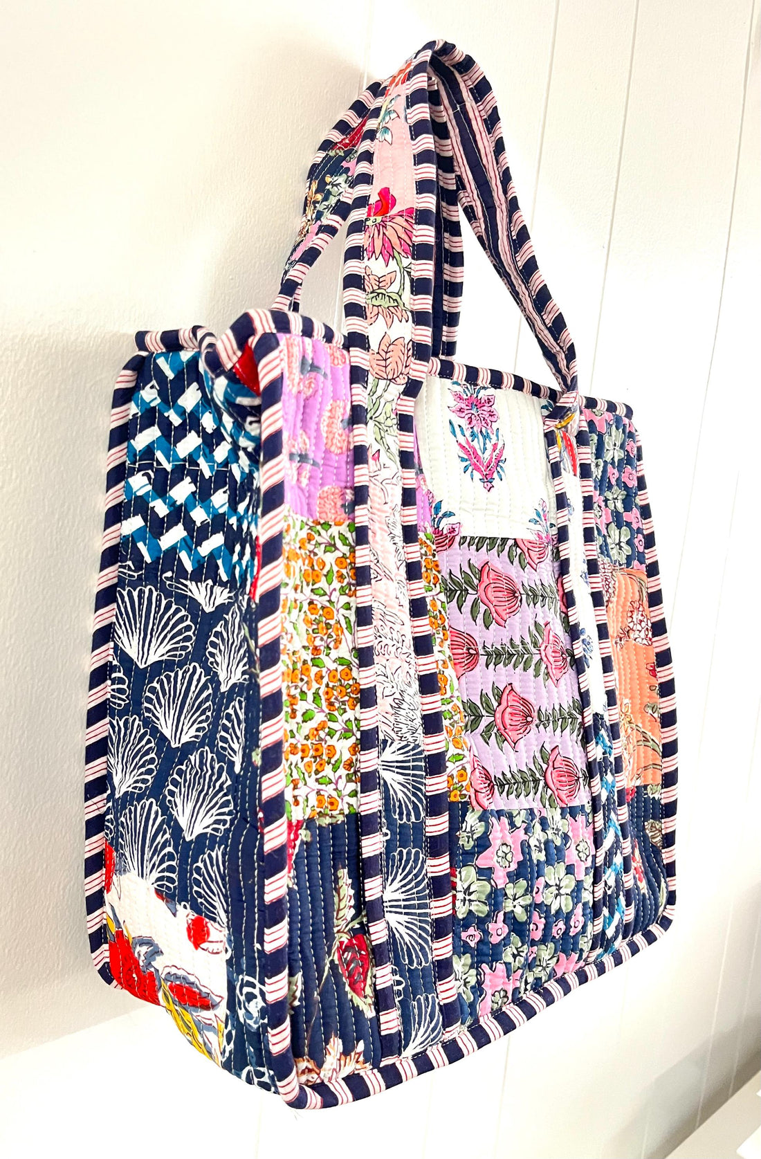 Lenora Dame Quilted Patchwork Tote Bag- Small