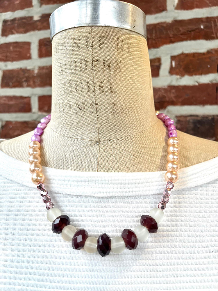 Lenora Dame Color Block Necklace in Lilac