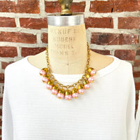 Lenora Dame Pink Pearl + Bead Cap Charm Necklace