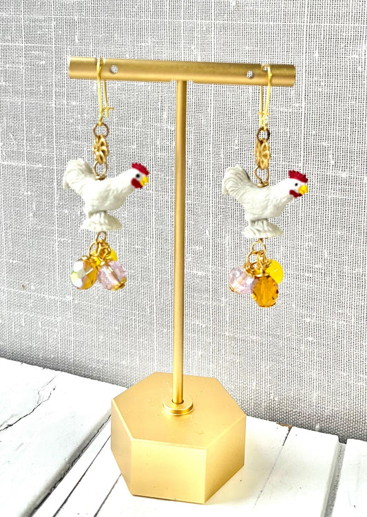 Lenora Dame Chicken Earrings