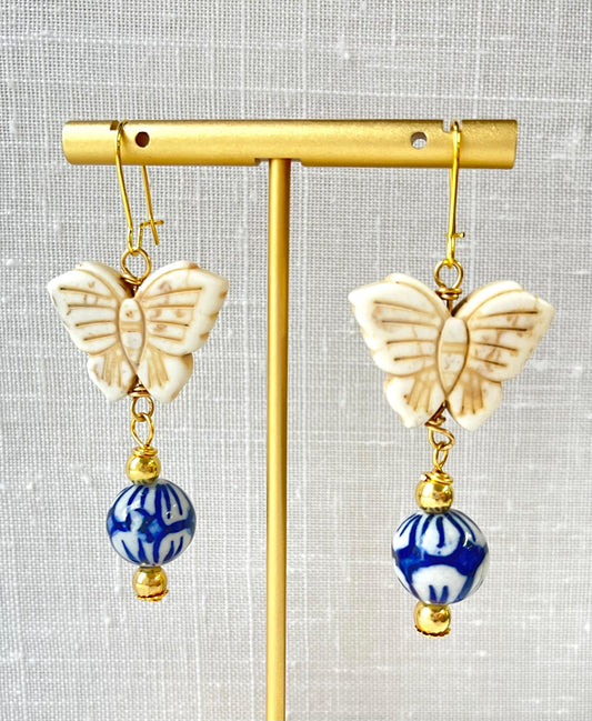 Lenora Dame Porcelain Butterfly Earrings