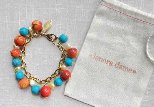 Lenora Dame Coral & Turquoise Bracelet