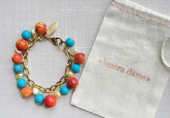 Lenora Dame Coral & Turquoise Bracelet