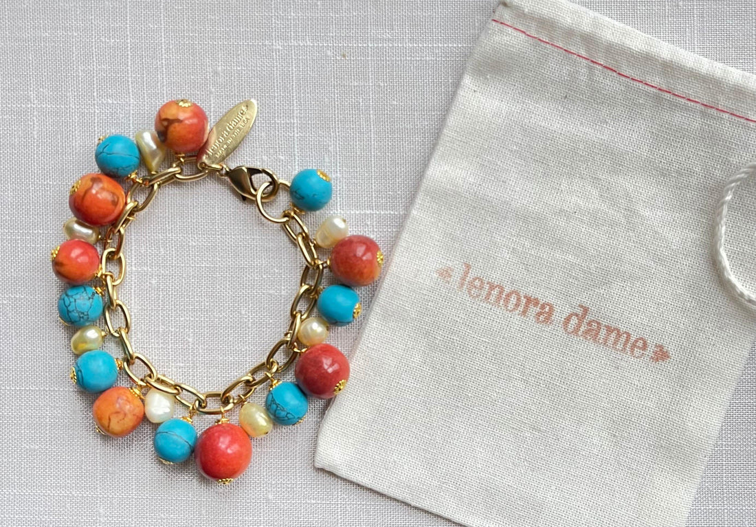 Lenora Dame Coral & Turquoise Bracelet