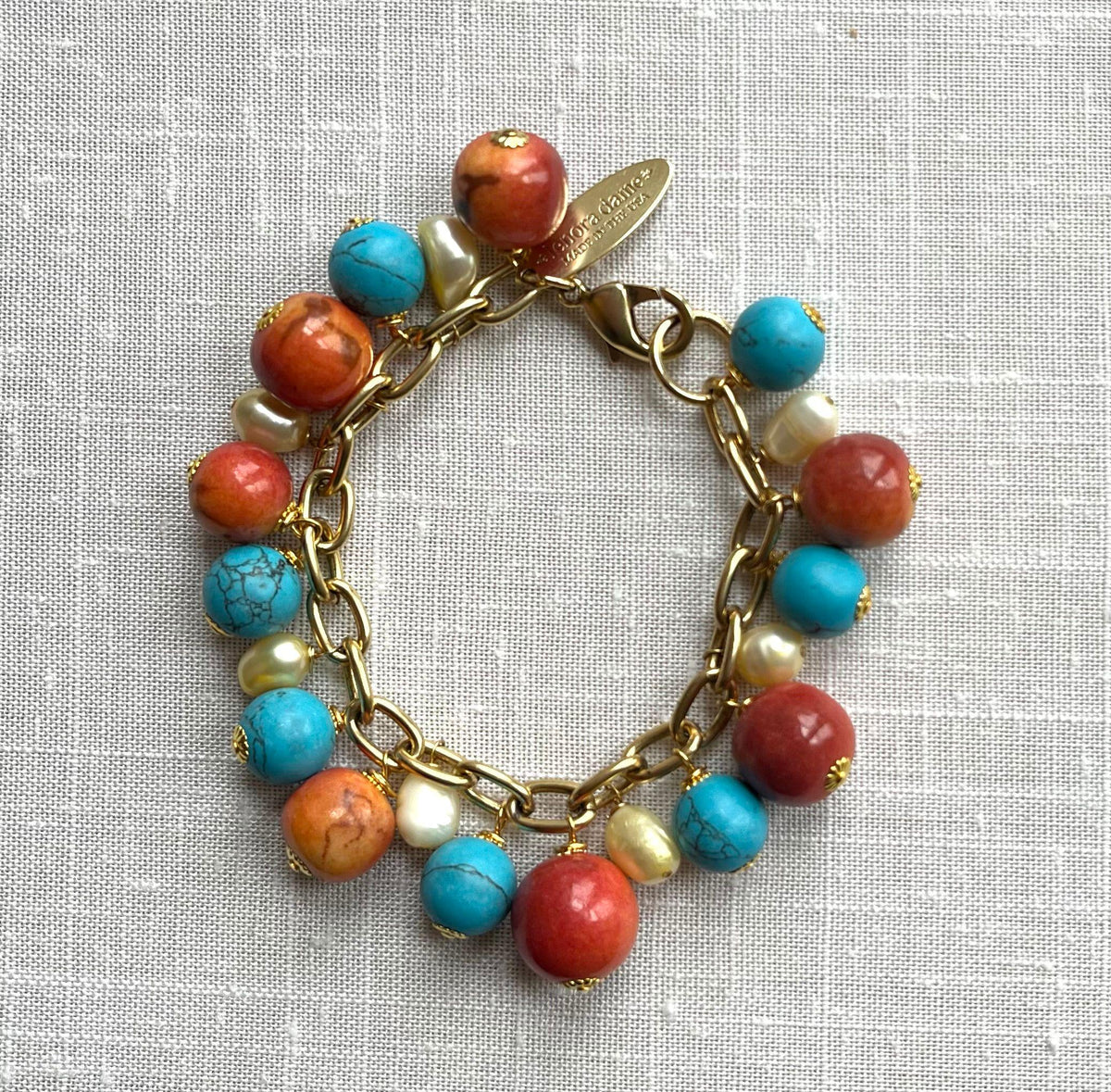 Lenora Dame Coral & Turquoise Bracelet