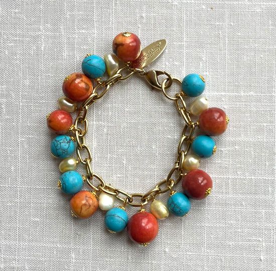 Lenora Dame Coral & Turquoise Bracelet
