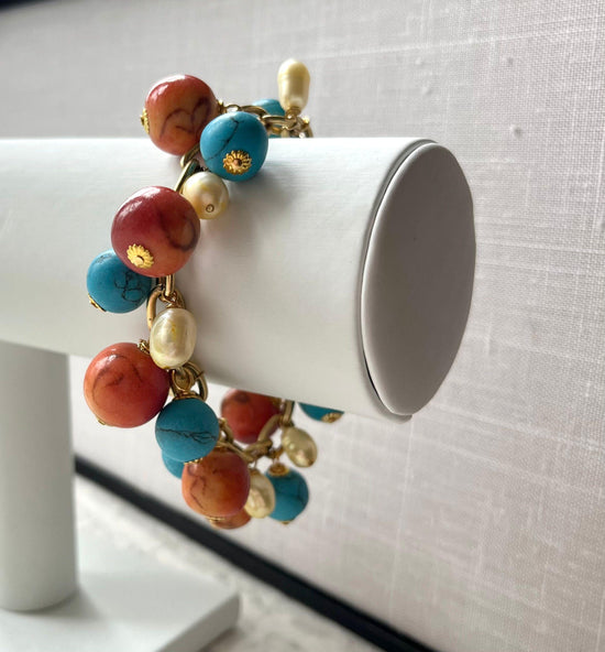 Lenora Dame Coral & Turquoise Bracelet