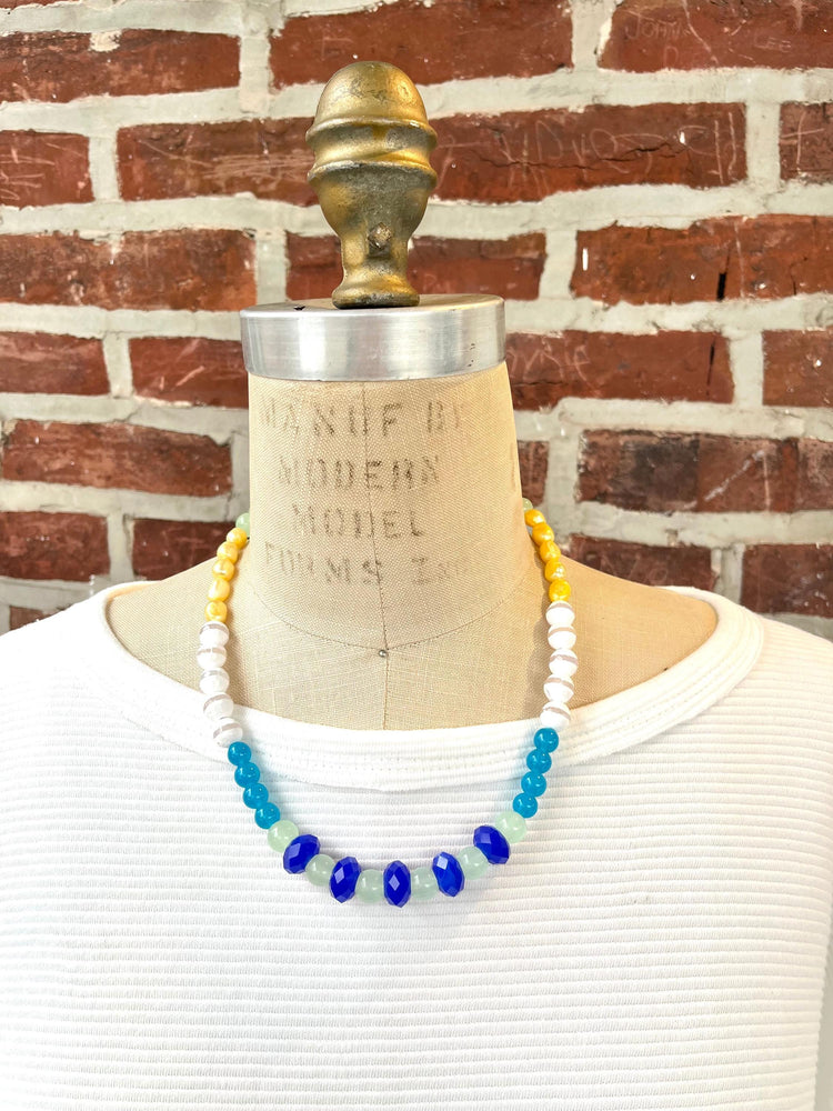 Lenora Dame Color Block Necklace in Aqua & Royal Blue