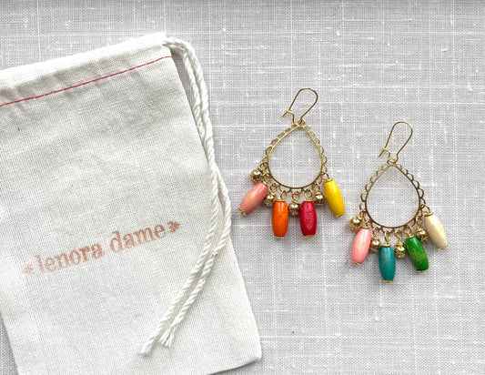Lenora Dame Wooden Rainbow Earrings