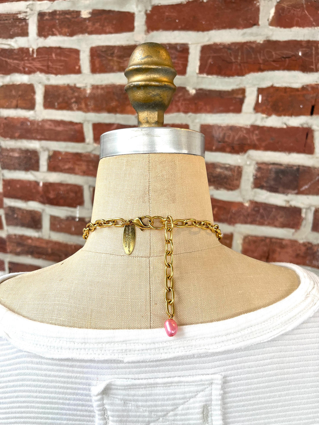 Lenora Dame Pink Pearl + Bead Cap Charm Necklace