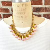 Lenora Dame Pink Pearl + Bead Cap Charm Necklace