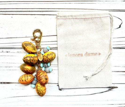 Lenora Dame Spring Egg Bag Charm - Orange & Blue