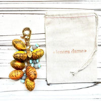 Lenora Dame Spring Egg Bag Charm - Orange & Blue