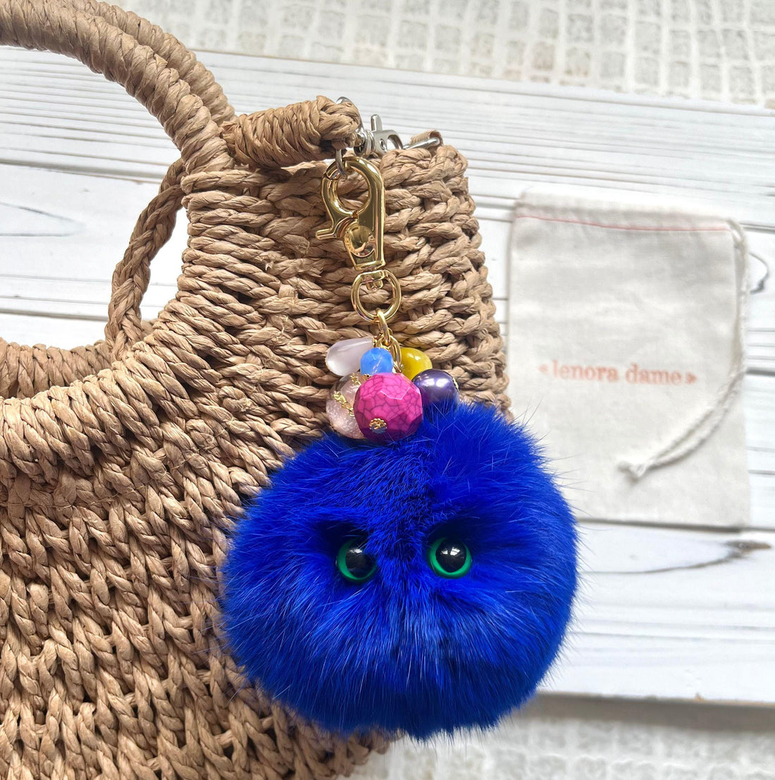 Lenora Dame Plush Monster Bag Charm - Royal Blue