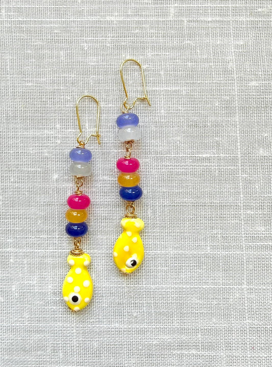 Lenora Dame Yellow Fish Earrings