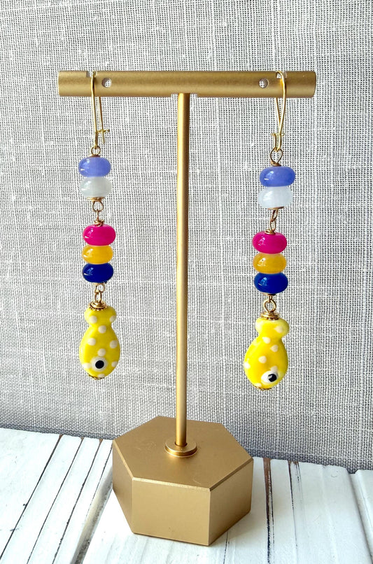 Lenora Dame Yellow Fish Earrings