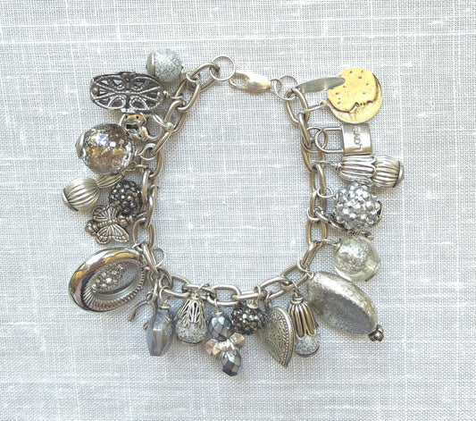 Lenora Dame Silver Vintage Gilded Charm Bracelet