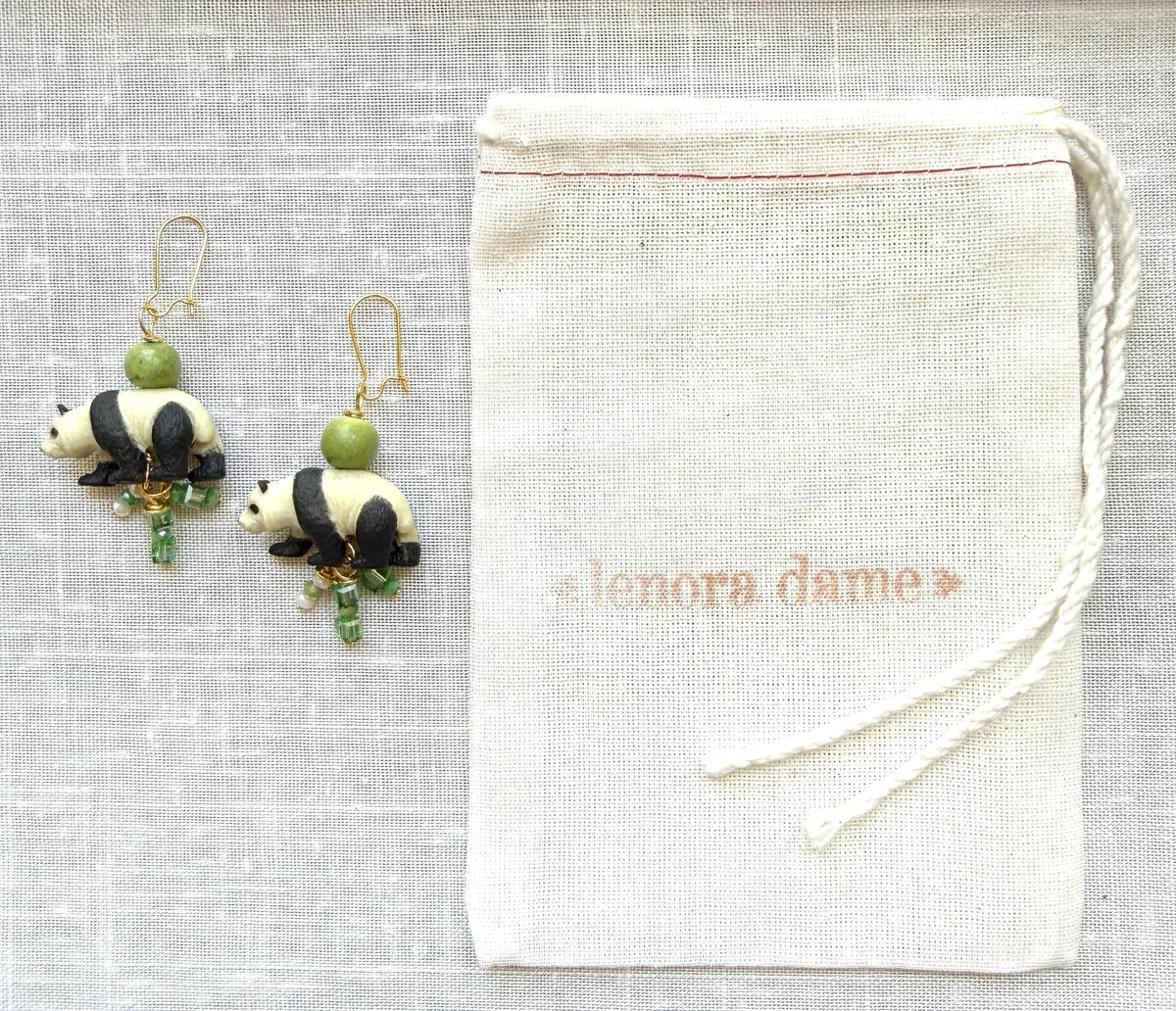Lenora Dame Mini Panda Earrings