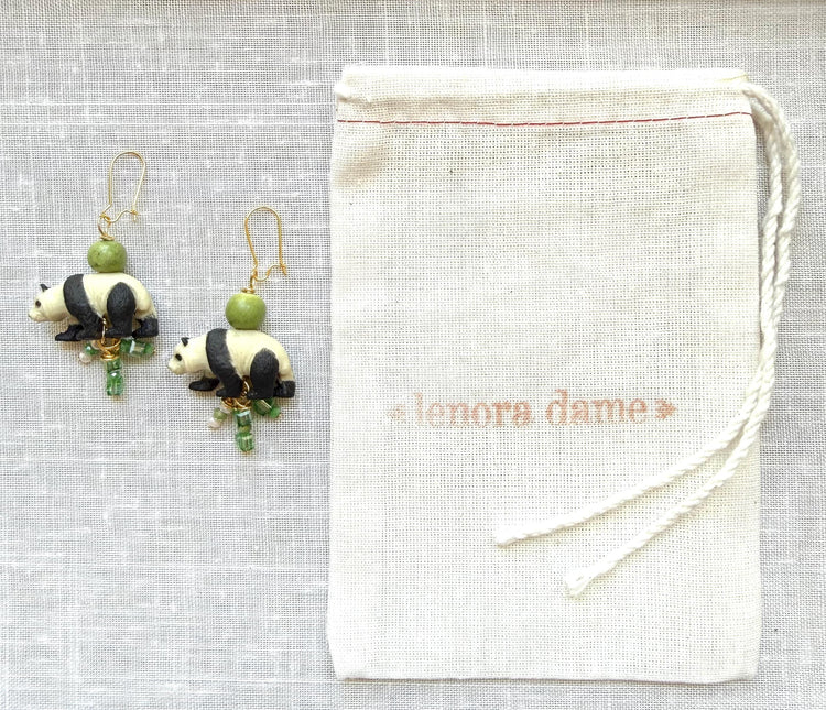 Lenora Dame Mini Panda Earrings