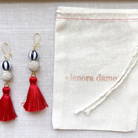 Lenora Dame Red, White and Blue Tassel Earrings