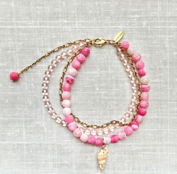 Lenora Dame Ankle Bracelet in Hot Pink