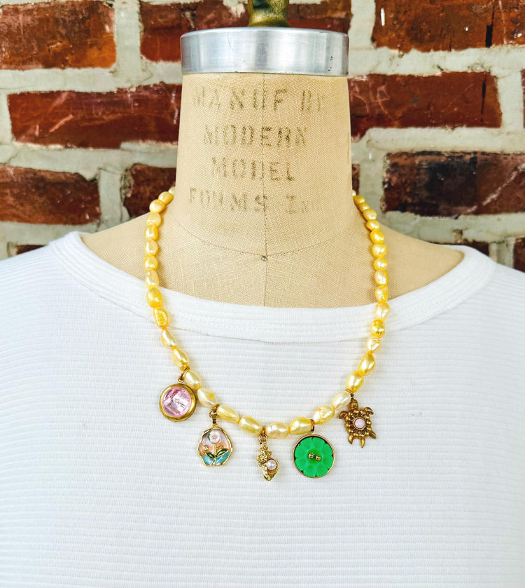 Lenora Dame Freshwater Pearl Charm Necklace