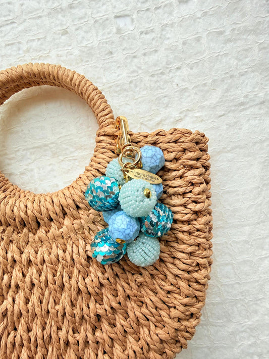 Lenora Dame Sequined Bauble Bag Charm - Blue