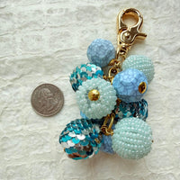 Lenora Dame Sequined Bauble Bag Charm - Blue