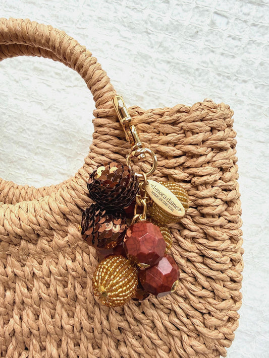 Lenora Dame Sequined Bauble Bag Charm - Brown