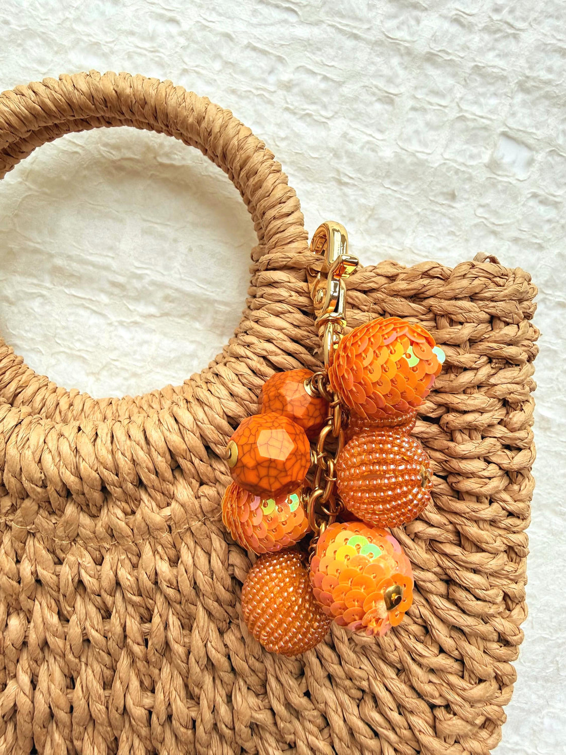 Lenora Dame Sequined Bauble Bag Charm - Orange
