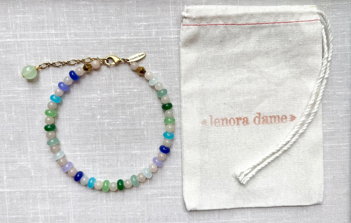 Lenora Dame Ankle Bracelet in Green and Blue