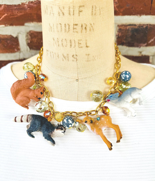 Lenora Dame Woodland Animals Charm Necklace