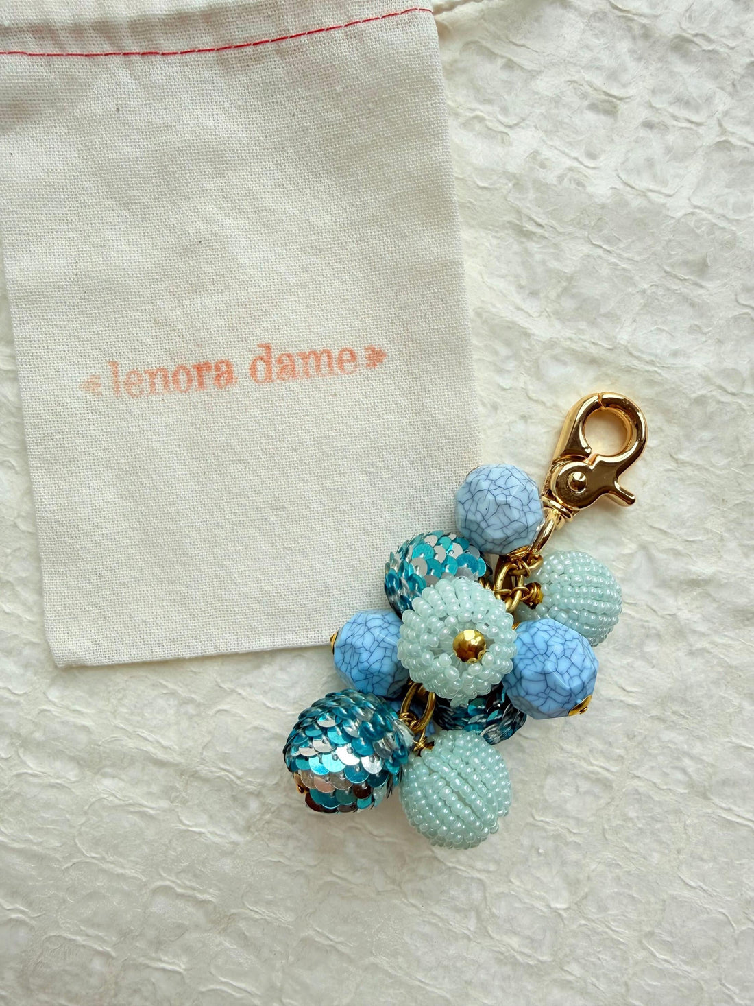 Lenora Dame Sequined Bauble Bag Charm - Blue